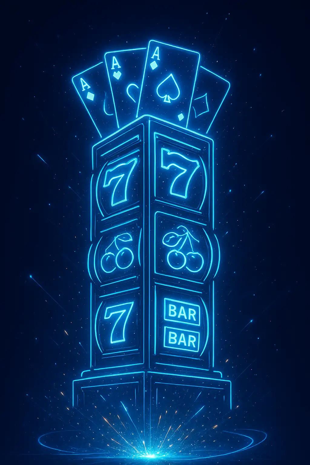 Neonowa wieża kasyna CrazyTower z bębnami automatu w tle